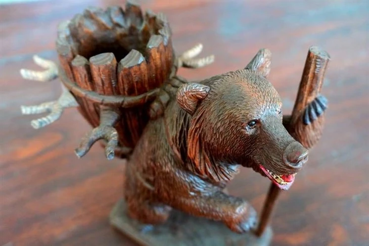 Black Forest Carved Bear Wine Holders Black Forest Carved Bear Wine Holders