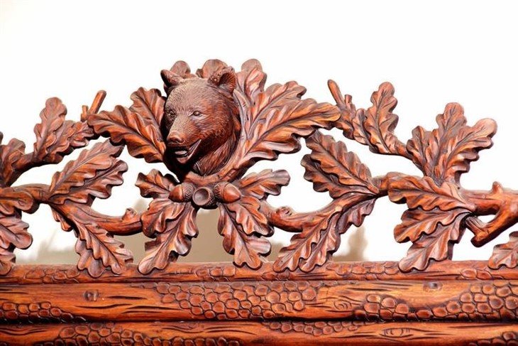 Black Forest Wood Bear Display Cabinet Black Forest Wood Bear Display Cabinet