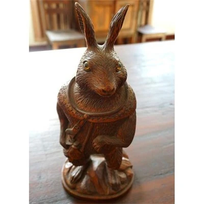 Antique Wooden Rabbit Knight Style Carving Ornaments
