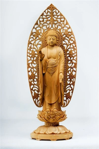 Original Color Wood Carving Sakyamuni Buddha
